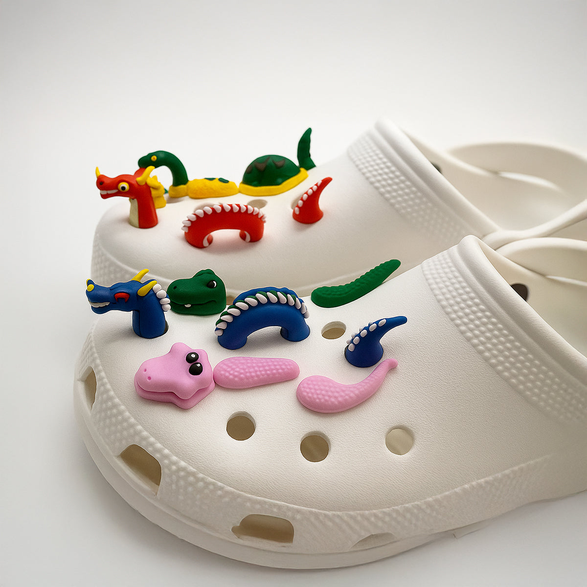 3D Reptile Shoe Charms – Dragon, Snake & Crocodile