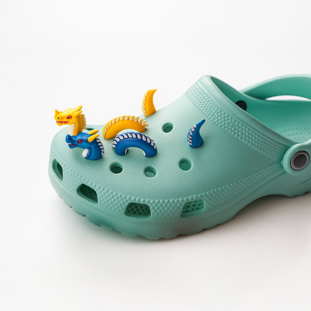 3D Reptile Shoe Charms – Dragon, Snake & Crocodile