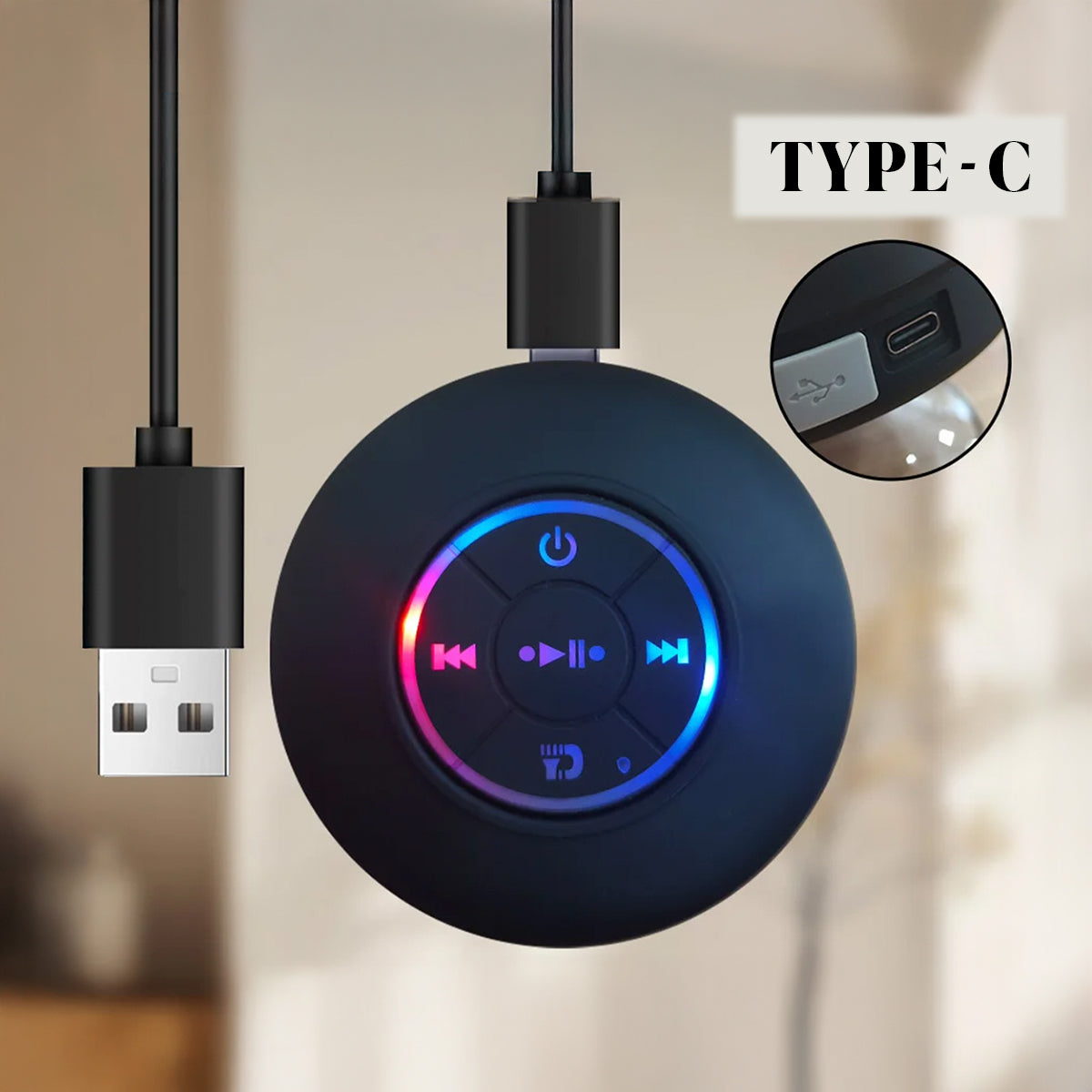 Waterproof Bluetooth Shower Speaker with Lights
