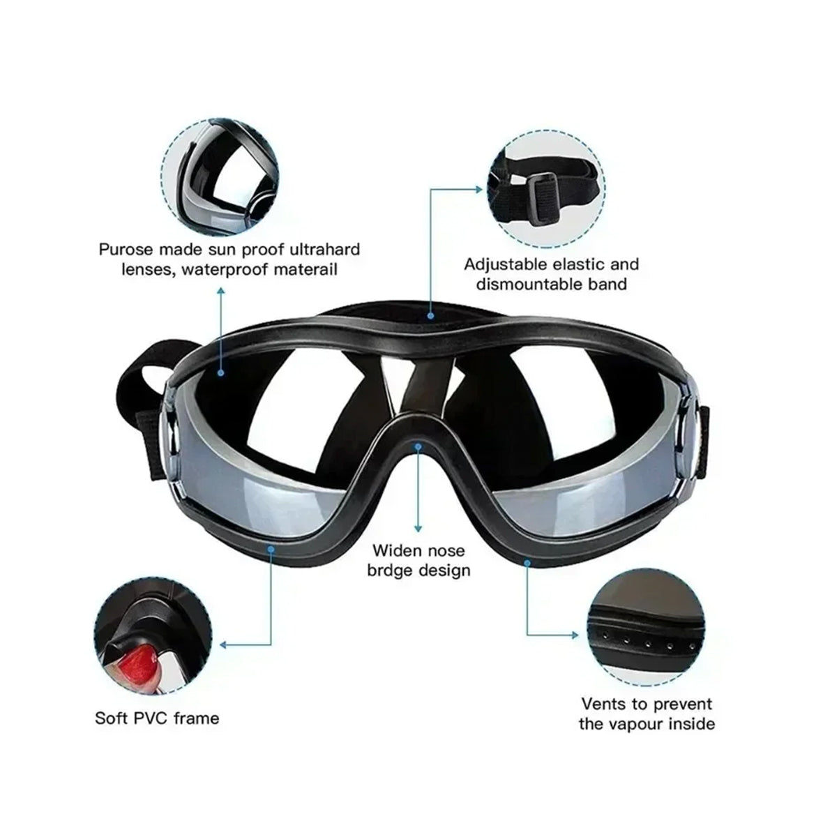 Dog Goggles Protection - Windproof Pet Sunglasses