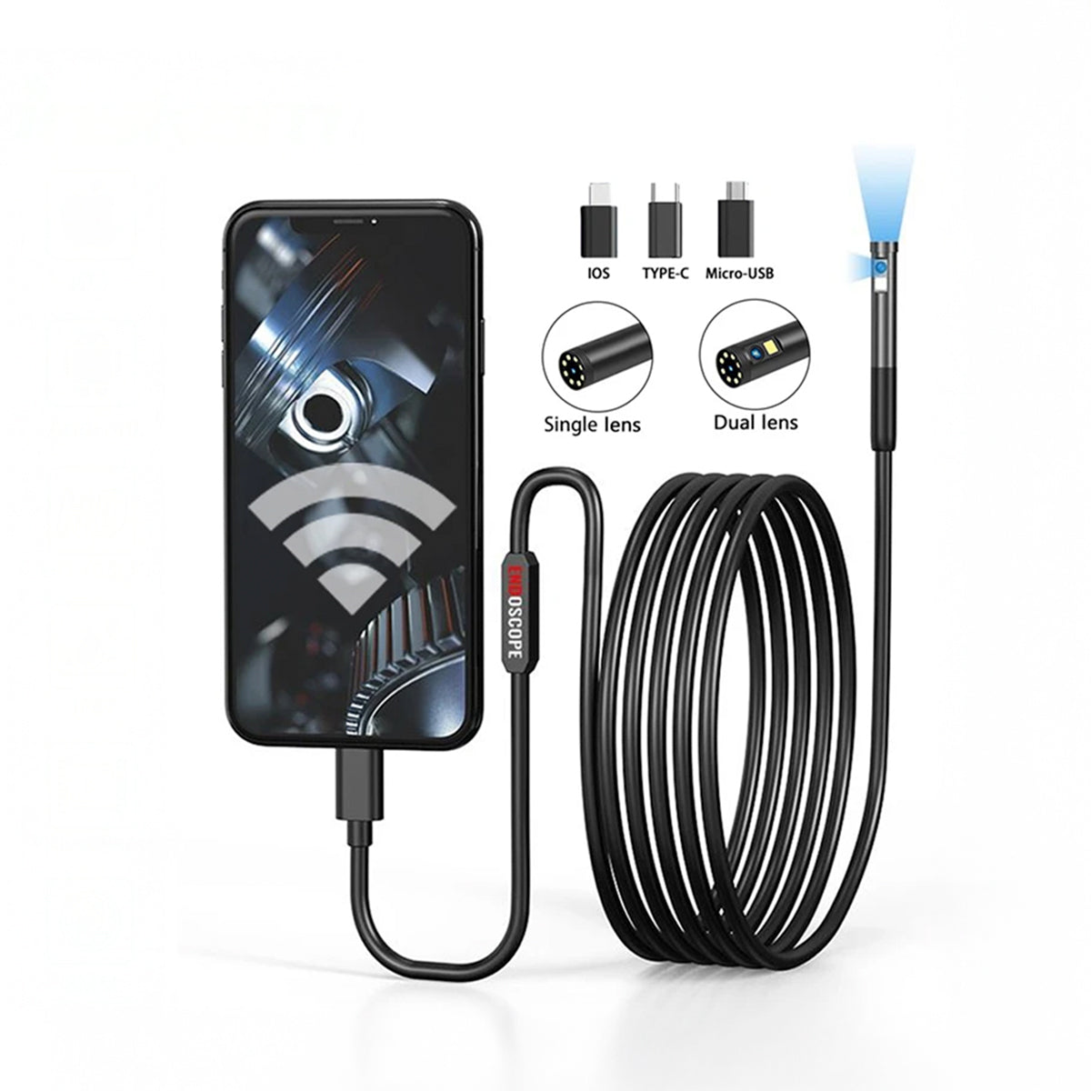 Waterproof Endoscope Inspection Camera – Use on iPhone & Android