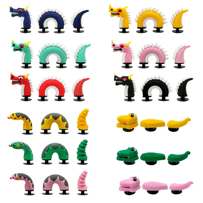 3D Reptile Shoe Charms – Dragon, Snake & Crocodile