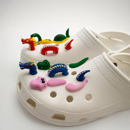 3D Reptile Shoe Charms – Dragon, Snake & Crocodile