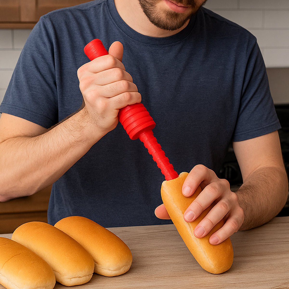 Hotdog Bun Drill for BBQ - No More Sauce Spills
