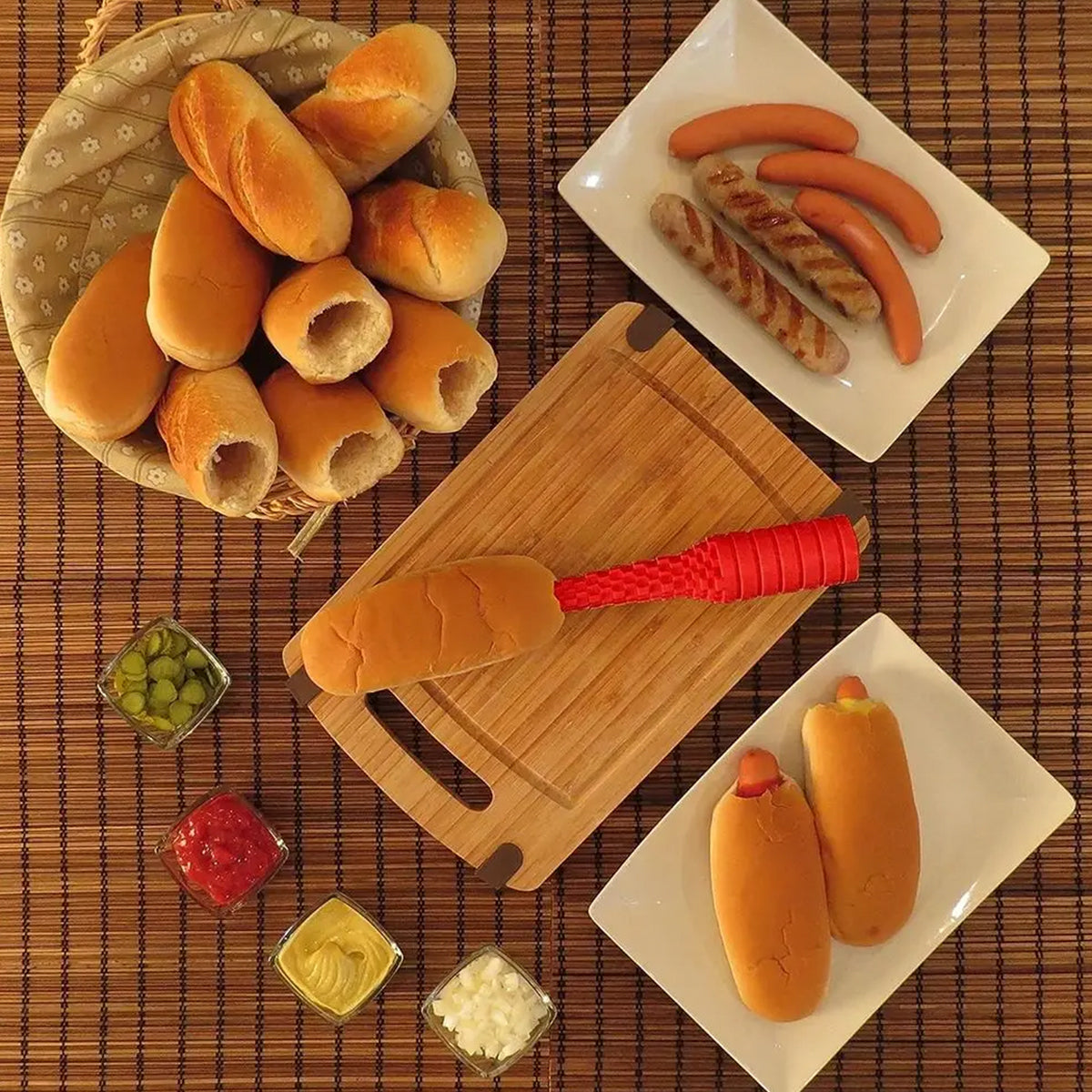 Hotdog Bun Drill for BBQ - No More Sauce Spills
