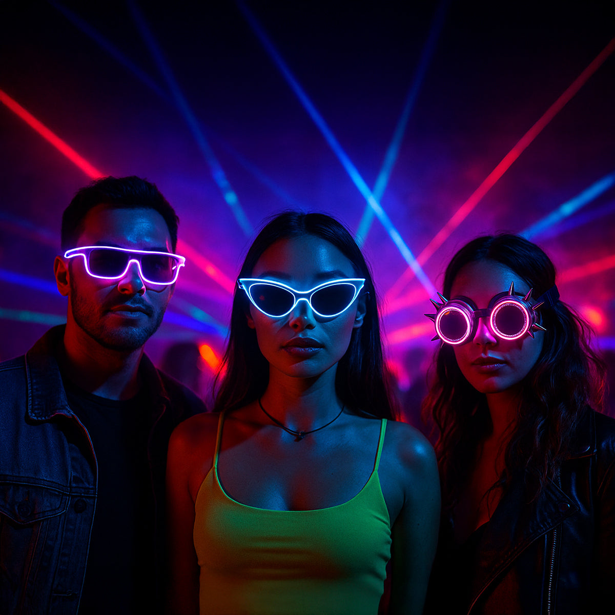 LED Festival Glasses - Flashing Neon Party Shades