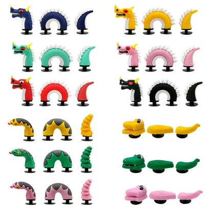 3D Reptile Shoe Charms – Dragon, Snake & Crocodile